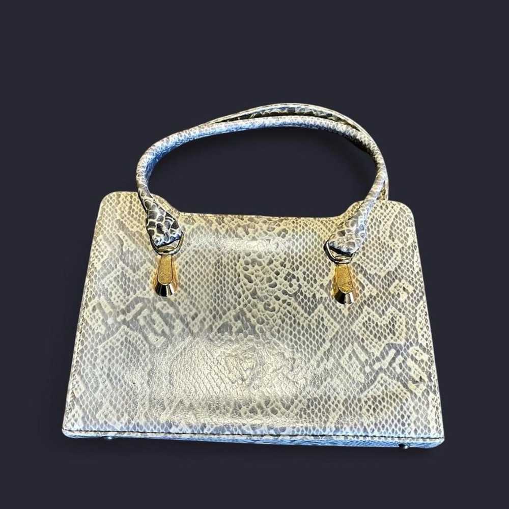 Guess Cream and Gray Snakeskin Hand Bag
